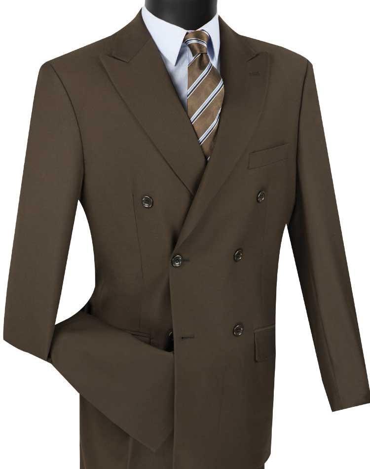 Brown Double Breasted Regular Fit Suit - 42 Short  - 36 Waist