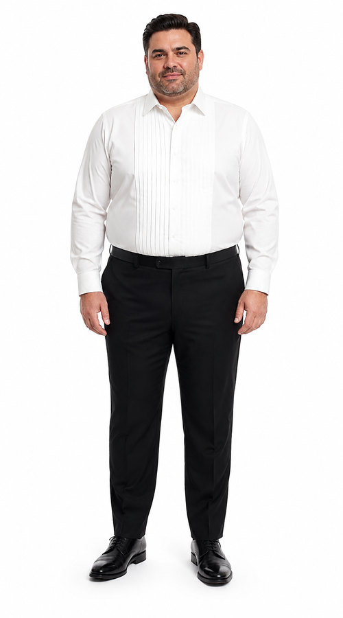 Mens Ivory Cream Off White Pleated Tuxedo Dress Shirt