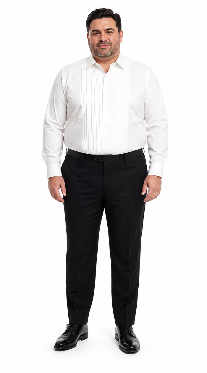Mens Ivory Cream Off White  Pleated Tuxedo Dress Shirt | French Cuff Formal Wedding Shirt