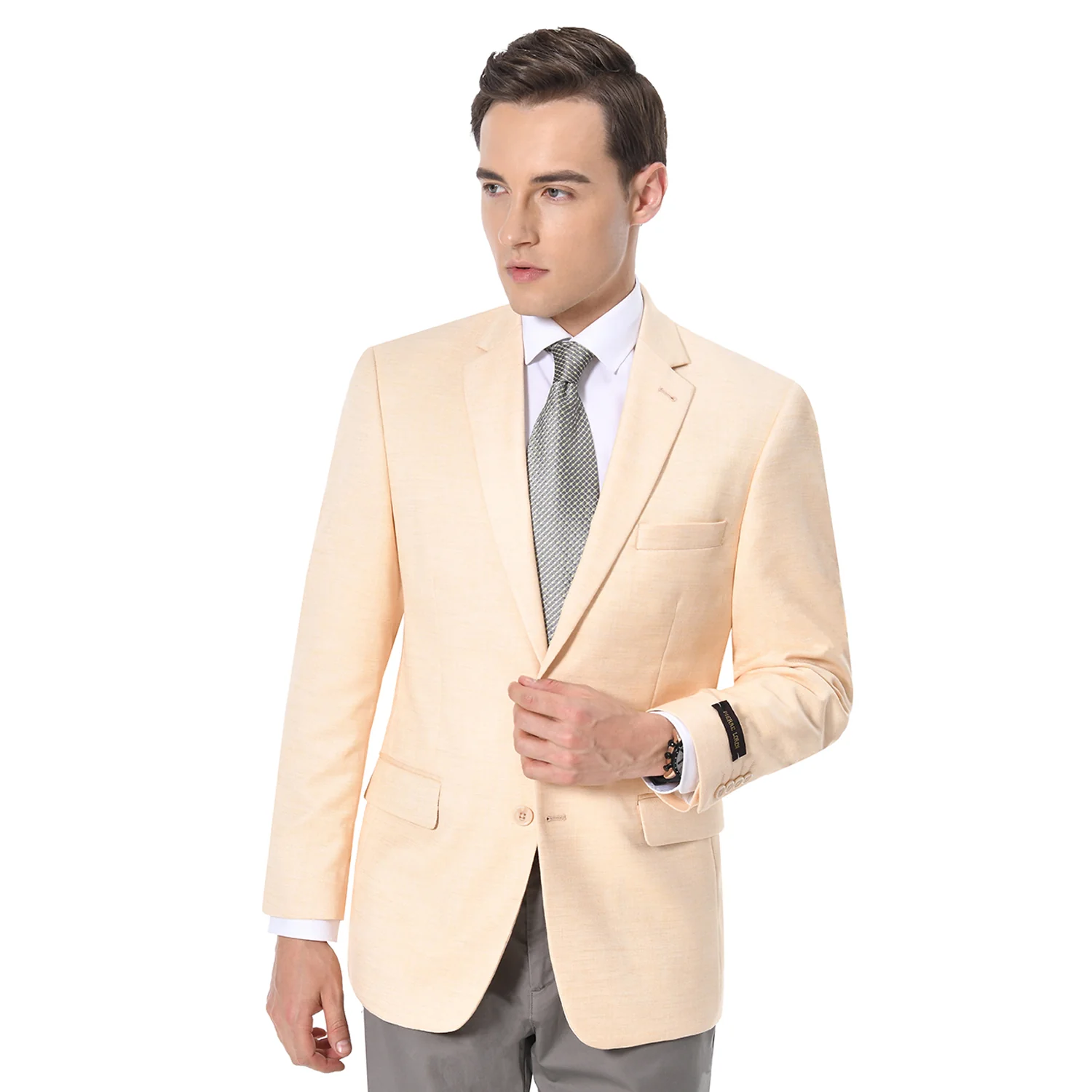 Mens Light Tan Peachish Champaign Cowboy Blazer Western Style Sport Coat Jacket for Country Wedding, Rodeo