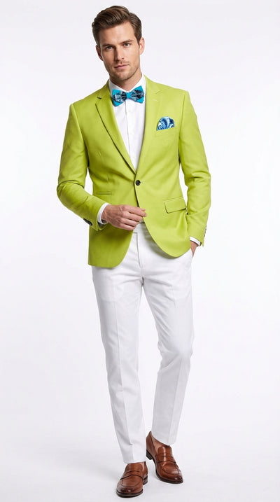 Mens Lime Green Blazer Bright Formal Sport Coat for Prom, Wedding and Statement Party Wear in Neon Light Green