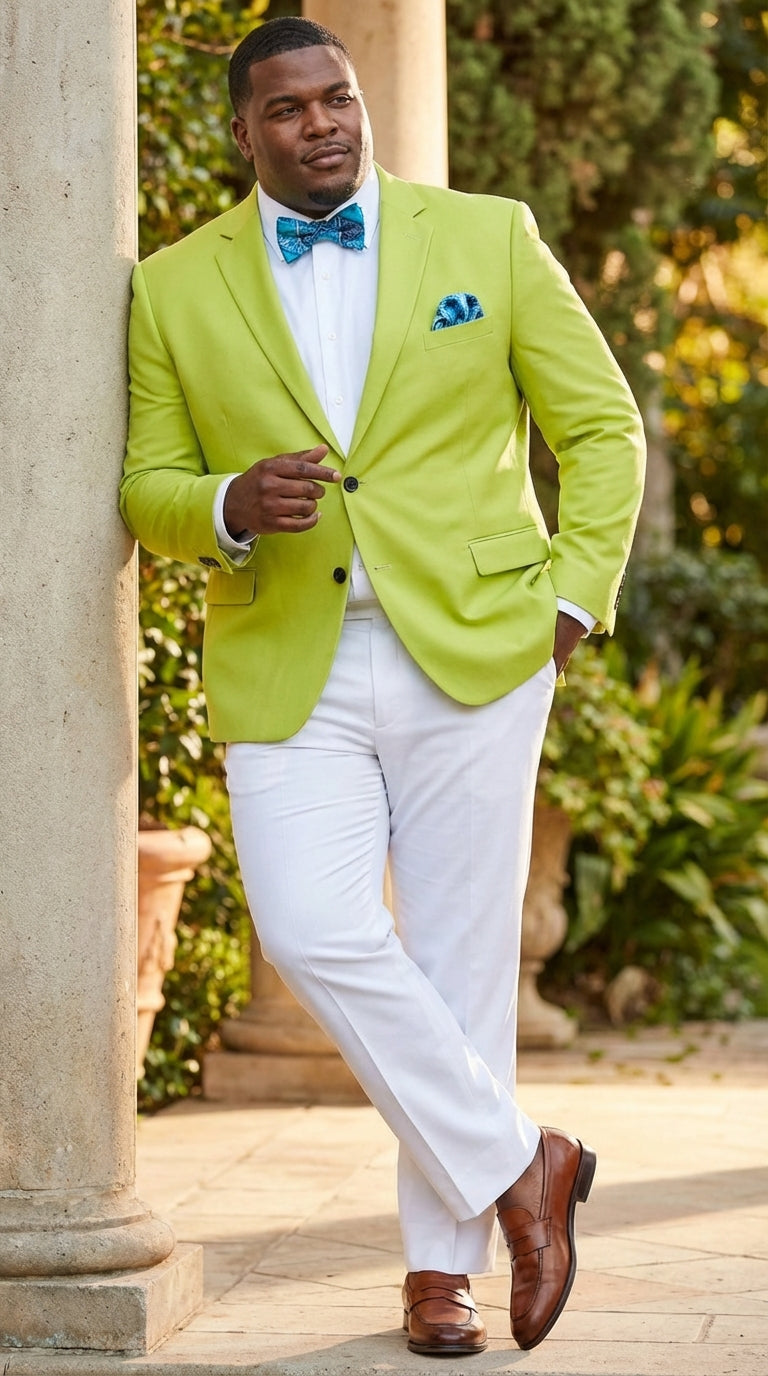 Men’s Lime Green Blazer – Bright Formal Sport Coat for Prom, Wedding and Statement Party Wear in Neon Light Green - 38 Short Jacket+32 Waist Adjustable 28to34)(Height: 5 4 to5 7 )(Neck  15-16.5)S-M)