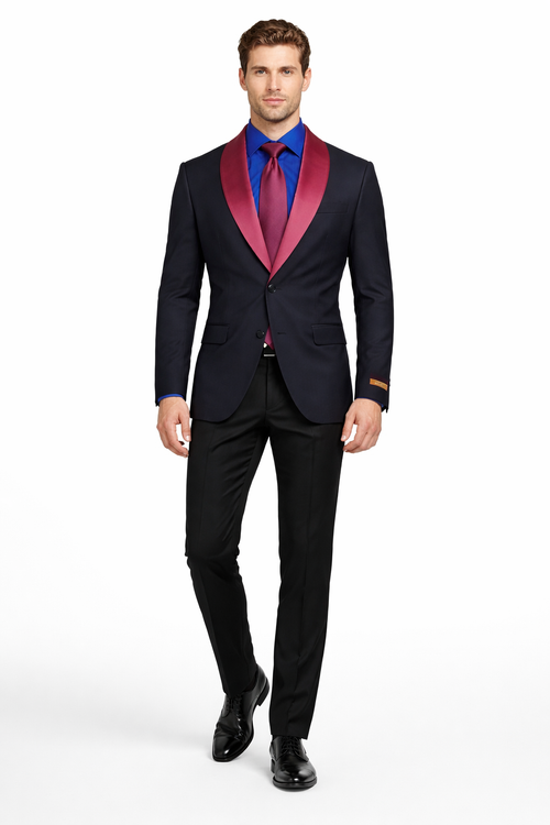Black and Hunter Green Lapel Tuxedo Vested Shawl Collar Wedding Prom Suit