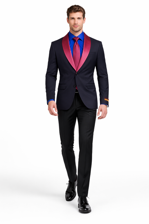 Black and Hunter Green Lapel Tuxedo Vested Shawl Collar Wedding Prom Suit