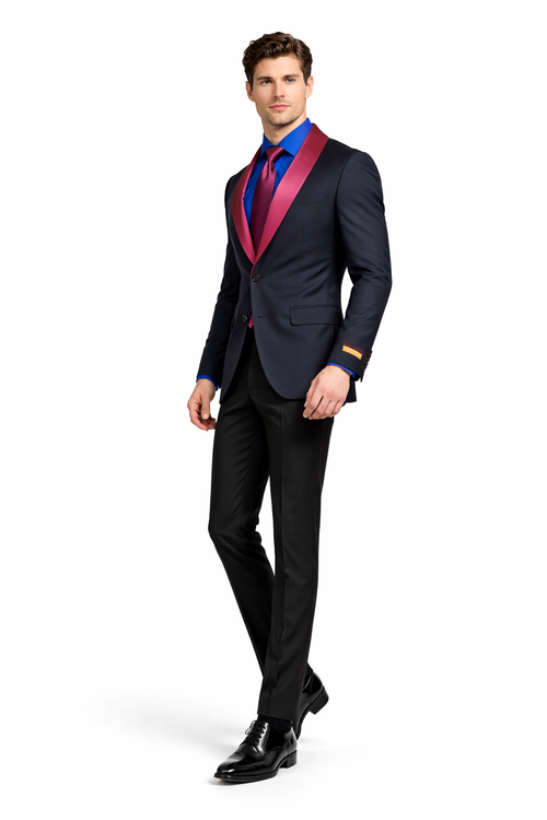 Black and Hunter Green Lapel Tuxedo Vested Shawl Collar Wedding Prom Suit
