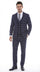 Mens Navy Blue Windowpane Check Three Piece Suit Modern Plaid Formal Vested Suit