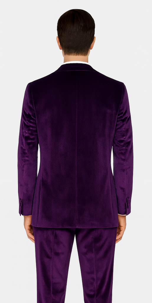 Mens Purple Velvet Suit | Tazzio 2-Piece Slim Fit Tuxedo Style Formalwear