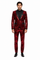 Mens Red Sequin Tuxedo Suit with Black Lapel Luxury Slim Fit Blazer and Pants Set Matching