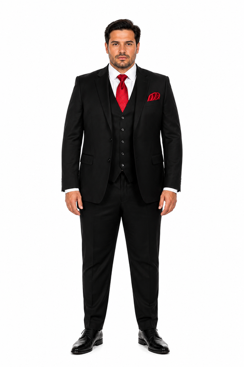 Rossi Man Men's Slim Fit Black Suit Double-Breasted Vest, Elegant Formalwear