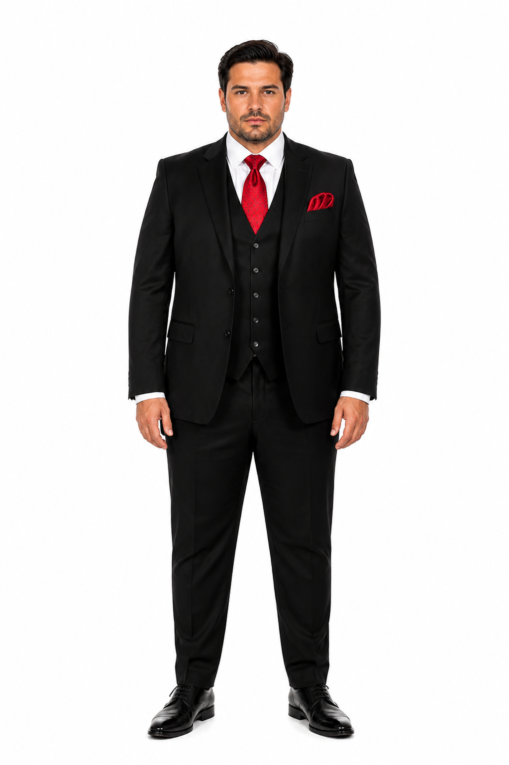 Rossi Man Men's Slim Fit Black Suit Double-Breasted Vest, Elegant Formalwear