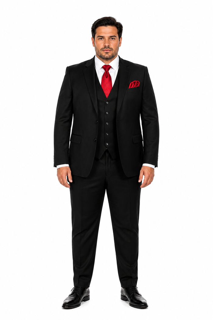 Rossi Man Men's Slim Fit Black Suit Double-Breasted Vest, Elegant Formalwear