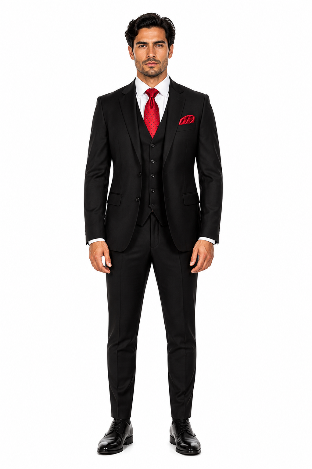 Rossi Man Men's Slim Fit Black Suit Double-Breasted Vest, Elegant Formalwear
