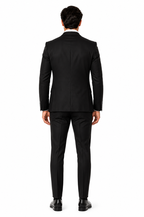 Rossi Man Men's Slim Fit Black Suit Double-Breasted Vest, Elegant Formalwear
