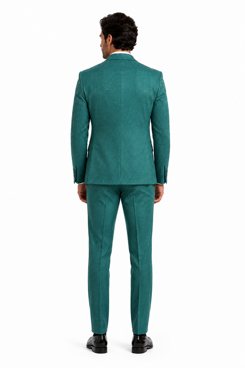 Mens Teal Green Floral Jacquard Blazer Slim Fit Tuxedo Jacket for Weddings, Proms, and Parties