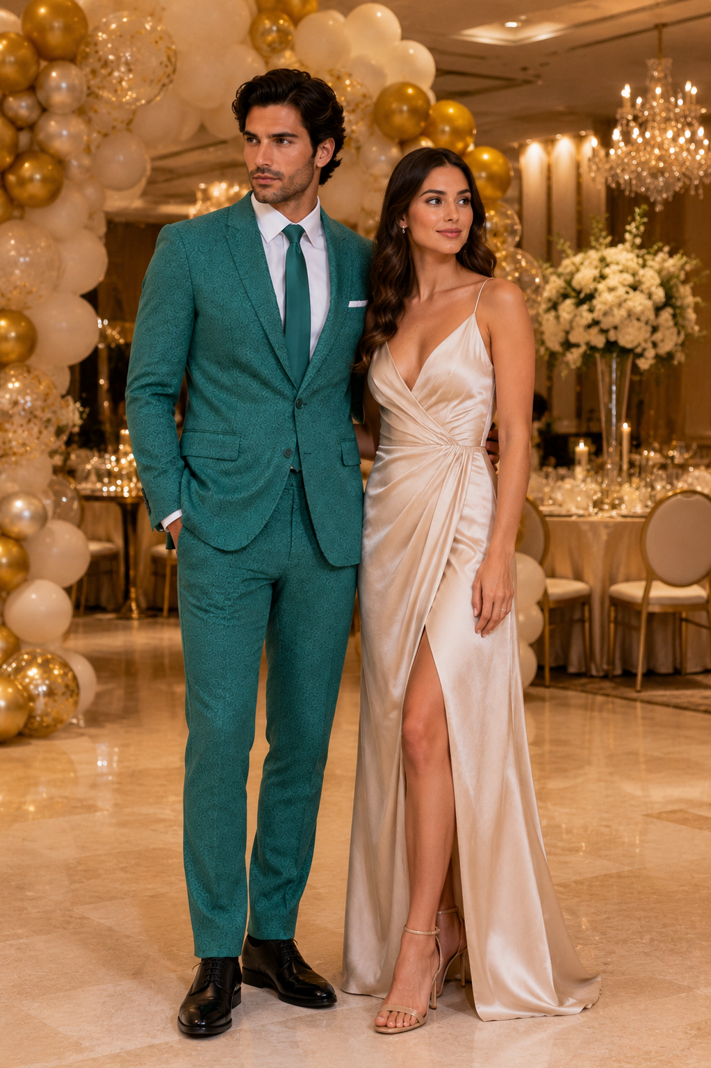Mens Teal Green Floral Jacquard Blazer Slim Fit Tuxedo Jacket for Weddings, Proms, and Parties