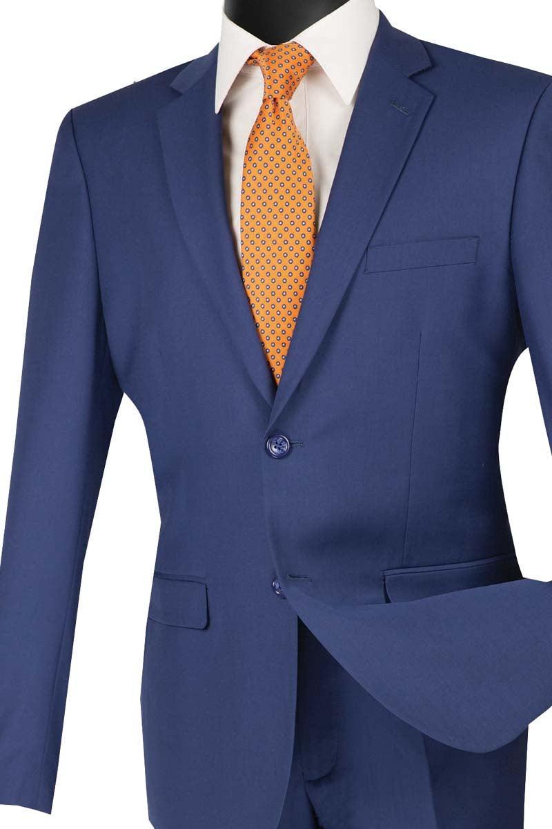 Men's Ultra Slim Fit suit 2 Piece-color indigo - 34 Short  - 28 Waist