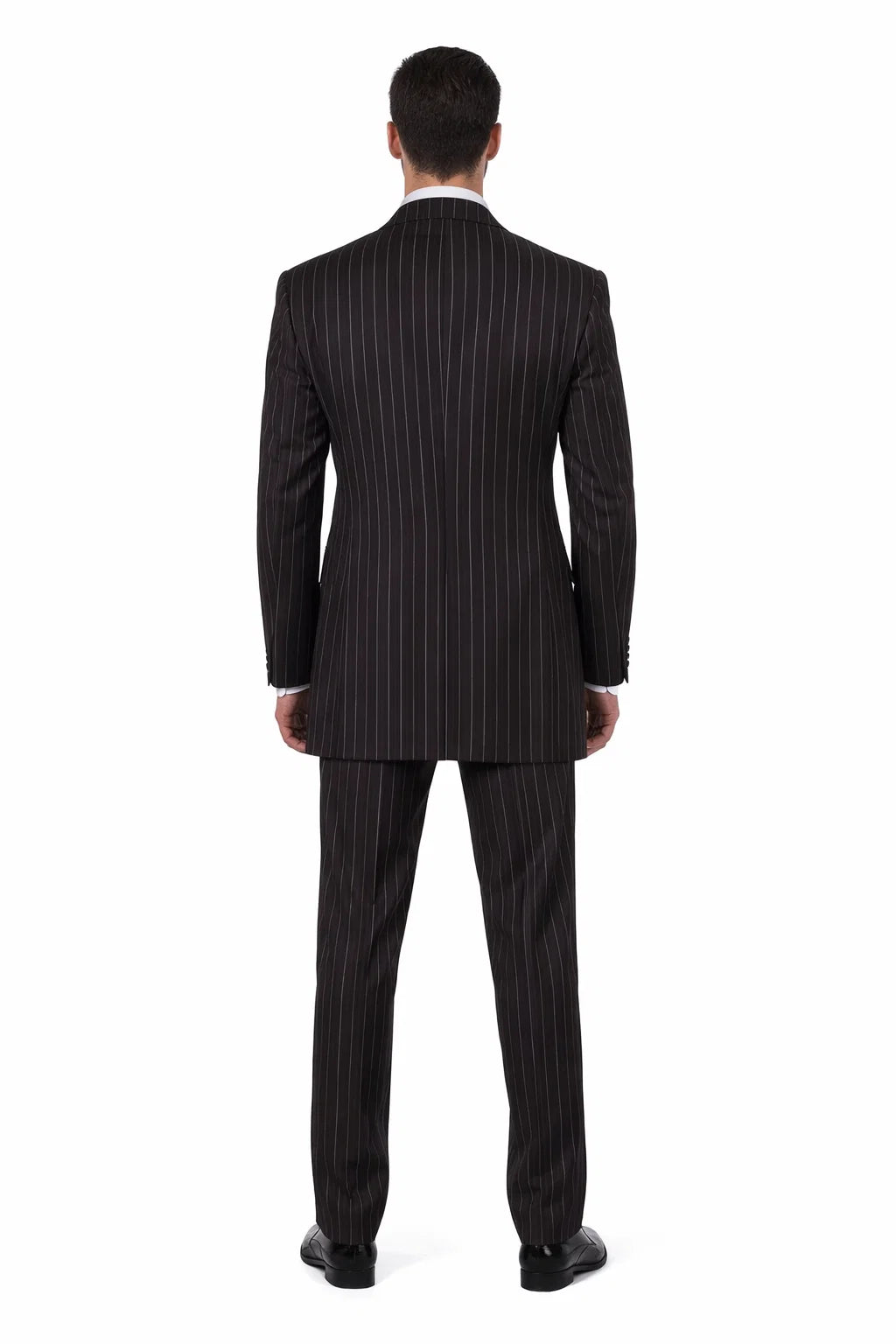 Men’s Vintage Vested Gangster Pinstripe Suit – Black & White 3-Piece Classic Fit - 38 Short Jacket+32 Waist Adjustable 28to34)(Height: 5 4 to5 7 )(Neck  15-16.5)S-M)