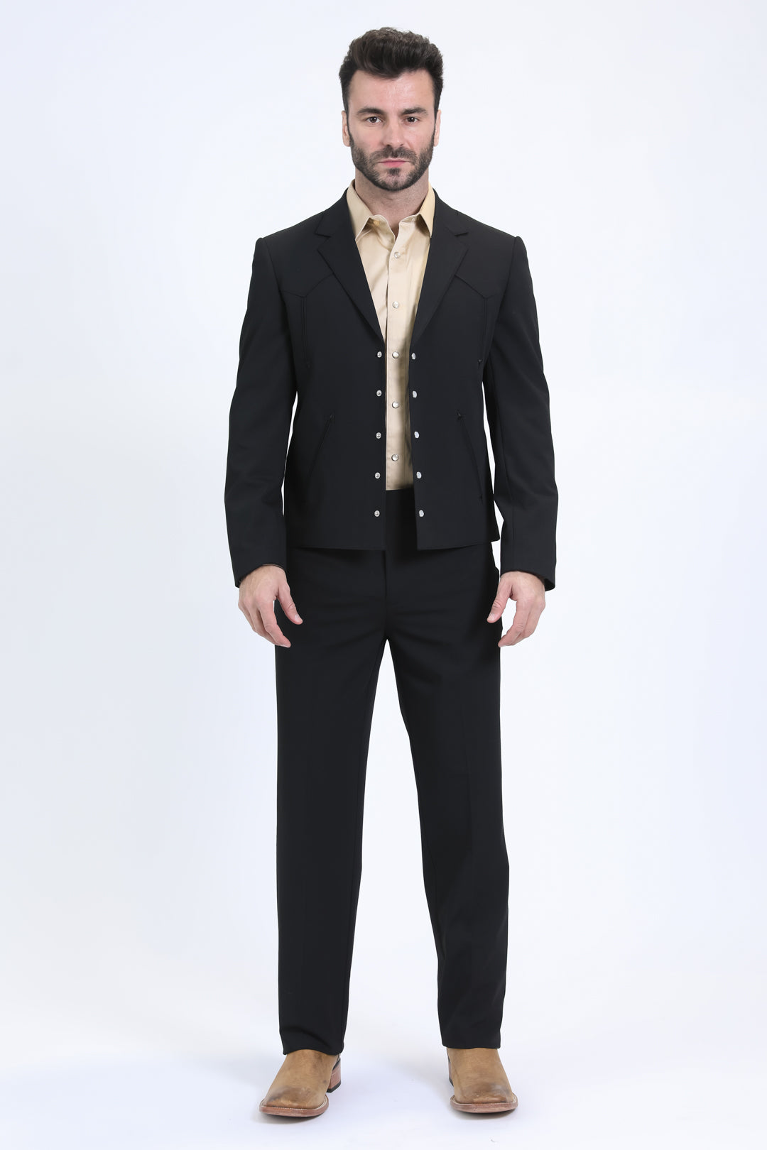 Men’s Western Black Formal Suit – Classic Tailored Cowboy Look - S