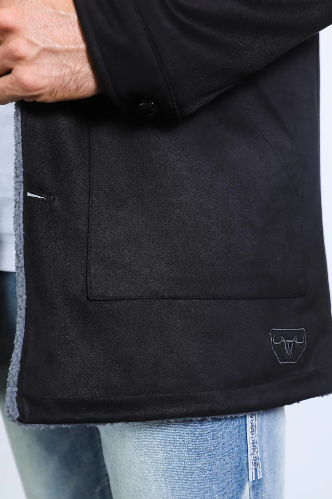 Western Style Long Black Faux Suede Coat for Men – Classic Cowboy Inspired Outerwear - Small