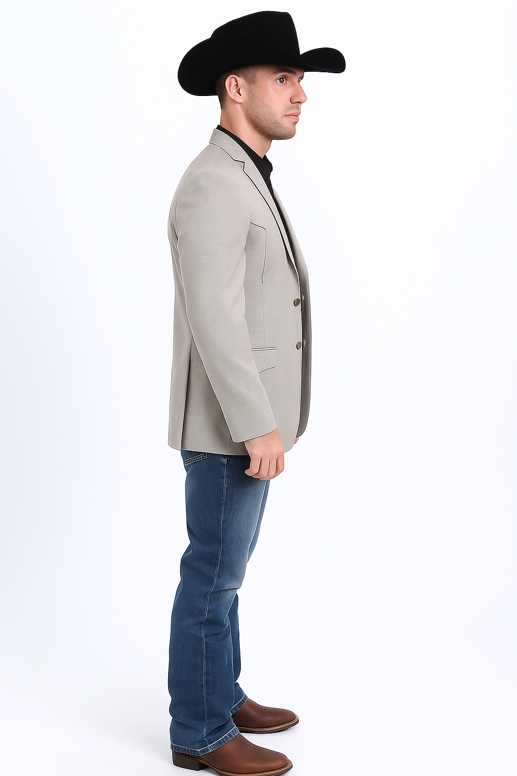 Western Blazer - Saco Para Hombre - Mens Double Button Western Beige Blazer - 36 Short