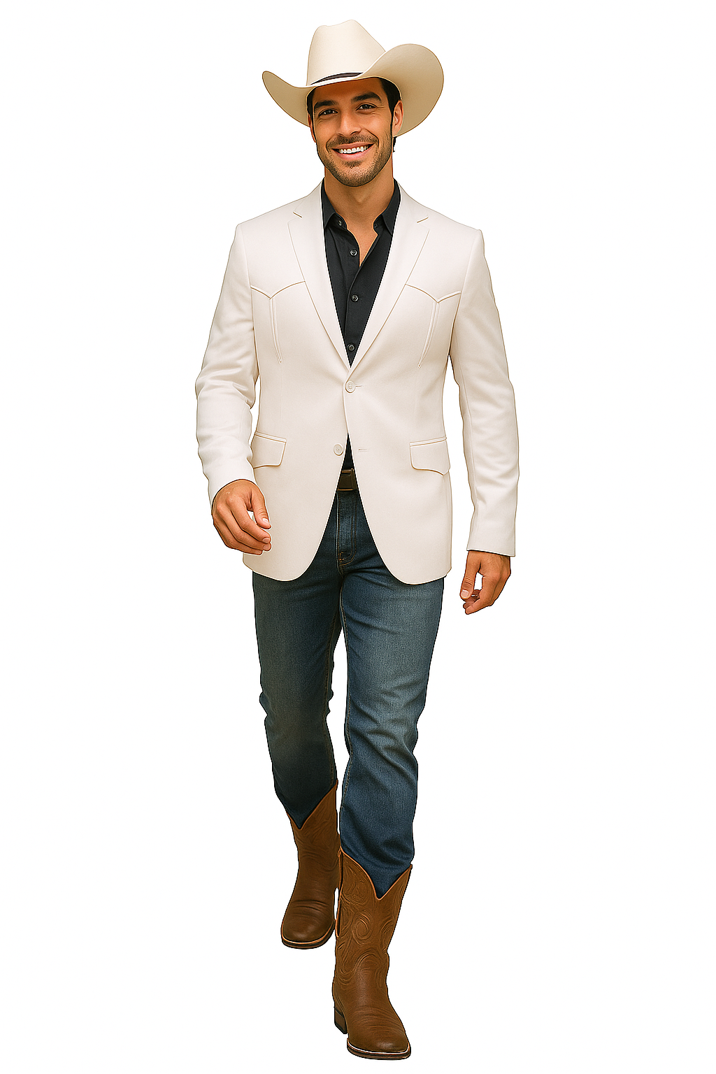 Western Blazer - Saco Para Hombre - Mens Double Button Western White Blazer - 36 Short