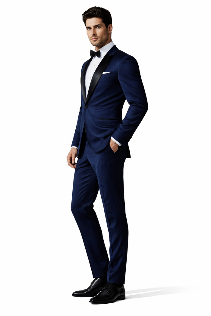 Mens 007 James Bond Navy Wool Tuxedo