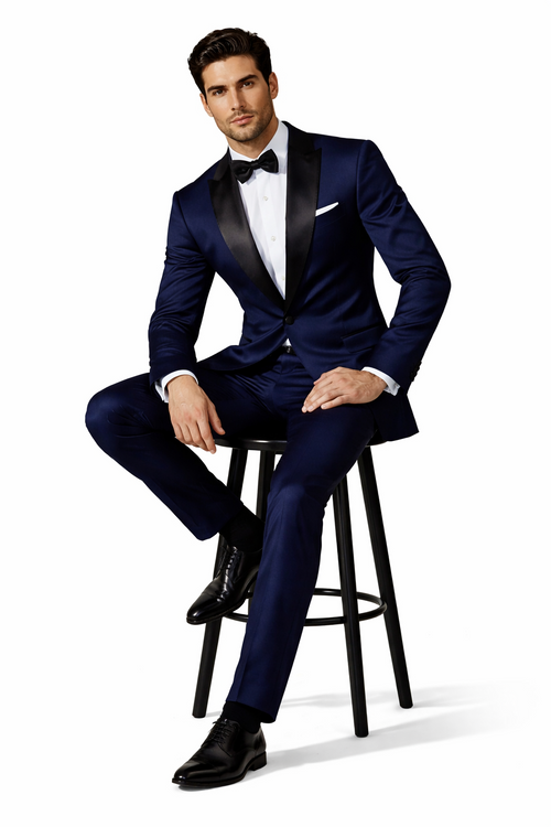 Mens 007 James Bond Navy Wool Tuxedo