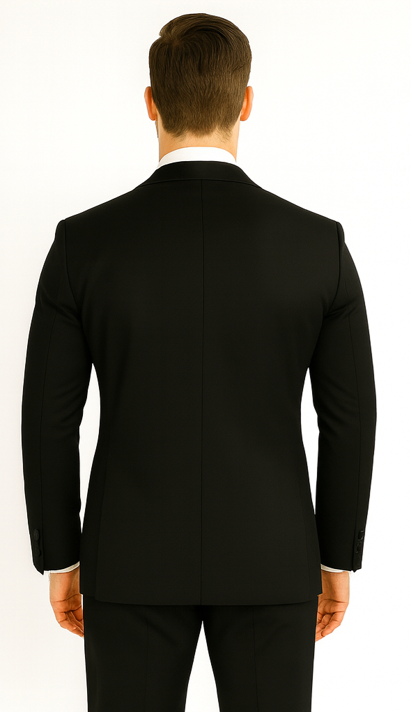 Men's 1 Button Contrast Shawl Tuxedo in Black & White - Short 34