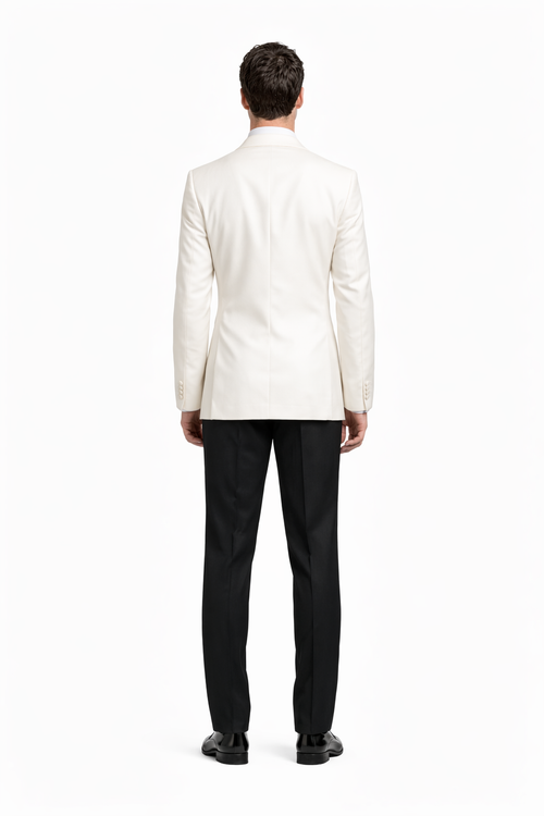 Men's 100% Merino Wool Off White Shawl Collar Dinner Jacket-New Designer Collection