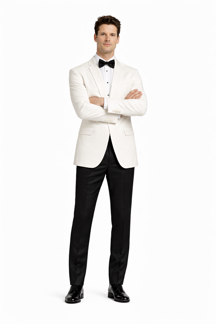 Men's 100% Merino Wool Off White Shawl Collar Dinner Jacket-New Designer Collection