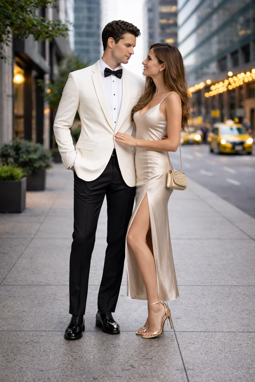 Men's 100% Merino Wool Off White Shawl Collar Dinner Jacket-New Designer Collection