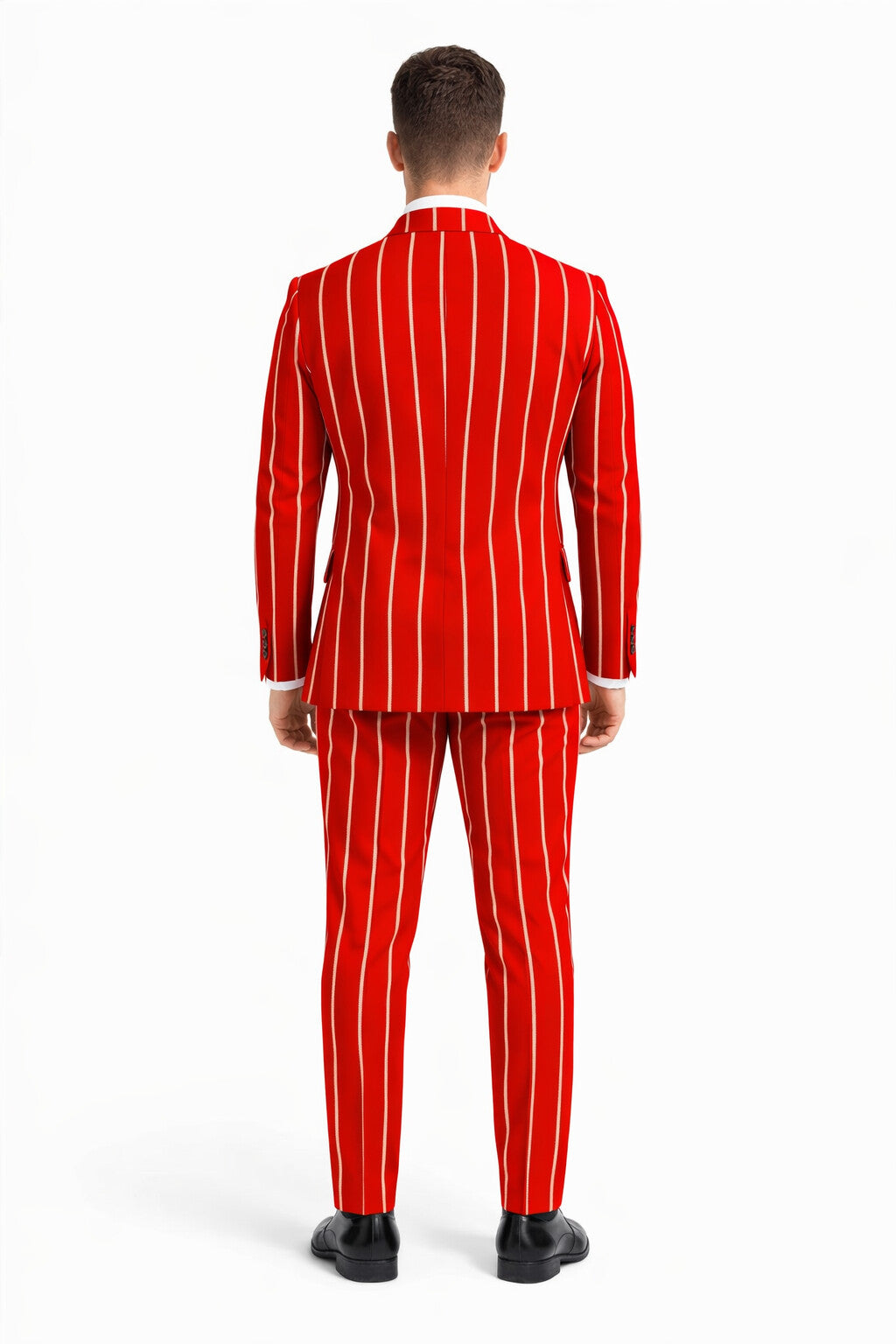 Burgundy Pinstripe Suit - Mens 1920s Gangster Pinstripe Suit - Lapel Chalk Pinstripe Red