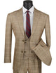 Mens 1930s Camel Plaid 3 Piece Suit Three Piece