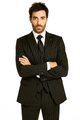 Mens 2 Button Gangster Pinstripe Pattern homecoming   Suit in Black - New Arrival