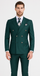 Mens Designer  Double Breasted Wool Suit with Gold Buttons in Hunter Green