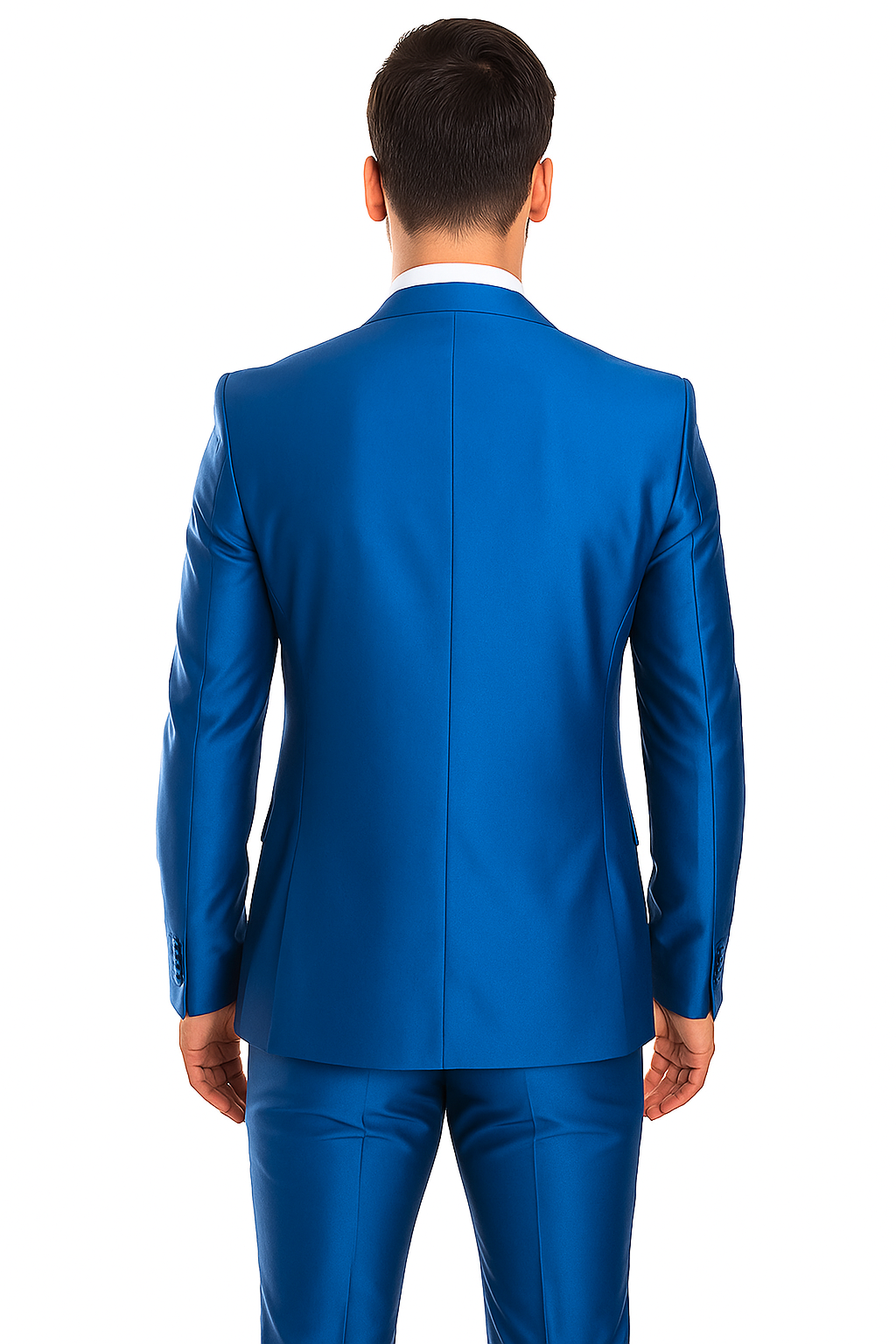 Mens 2 Button Shiny Blazer - Royal Blue Sateen Vested Suit - New Arrival - 36 Short