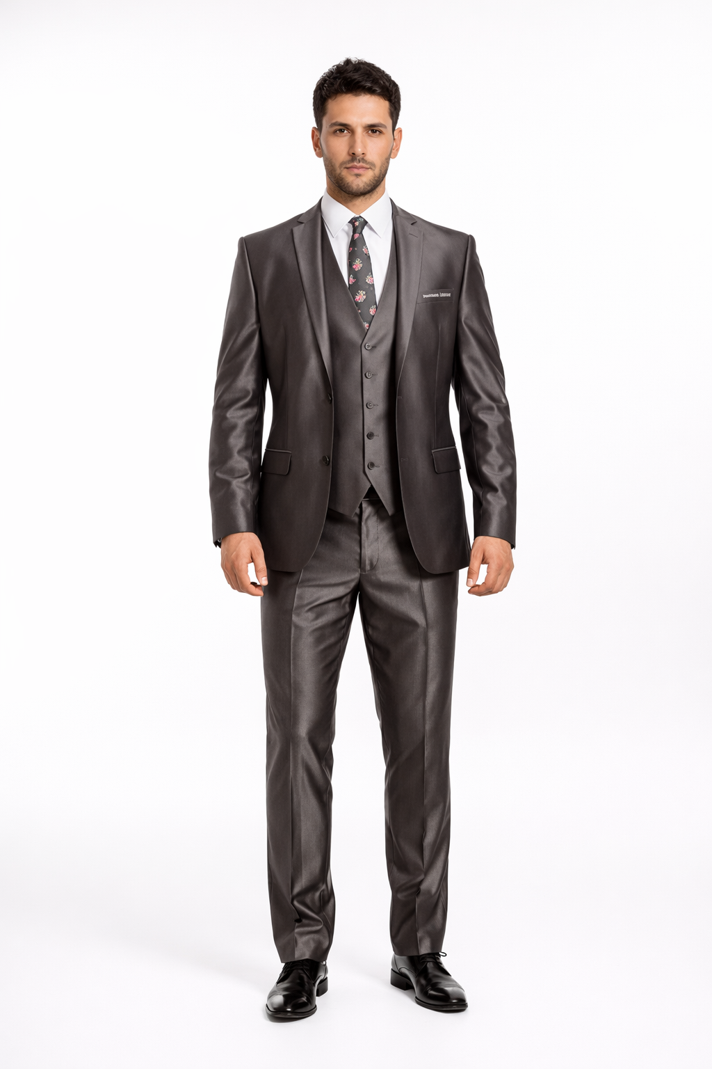 Mens 2 Button Shiny Blazer - Royal Blue Sateen Vested Suit - New Arrival