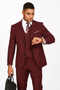 Mens 2 Button Slim Fit Wool  With Double Breasted Vest Burgundy Suit - New Arrival