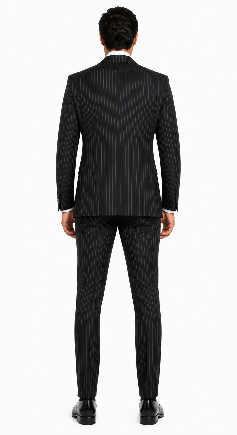 "Bold Pinstripe Gangster Suit - Men's 2-Button Vested in Black"