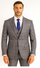 Mens 2 Button Vested Peak Lapel Plaid Suit in Grey
