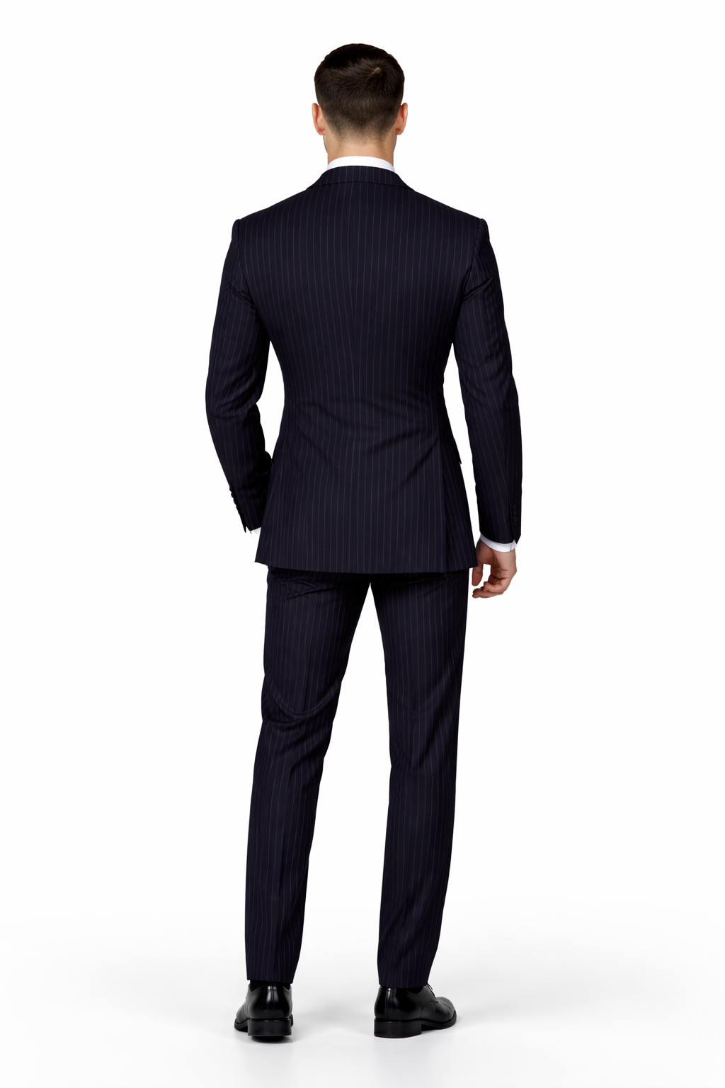 Men's 2-Piece Wool Suit - Bold Pinstripe | 100% Wool | Statement Outlet - 38 Short Jacket+32 Waist Adjustable 28to34)(Height: 5 4 to5 7 )(Neck  15-16.5)S-M)