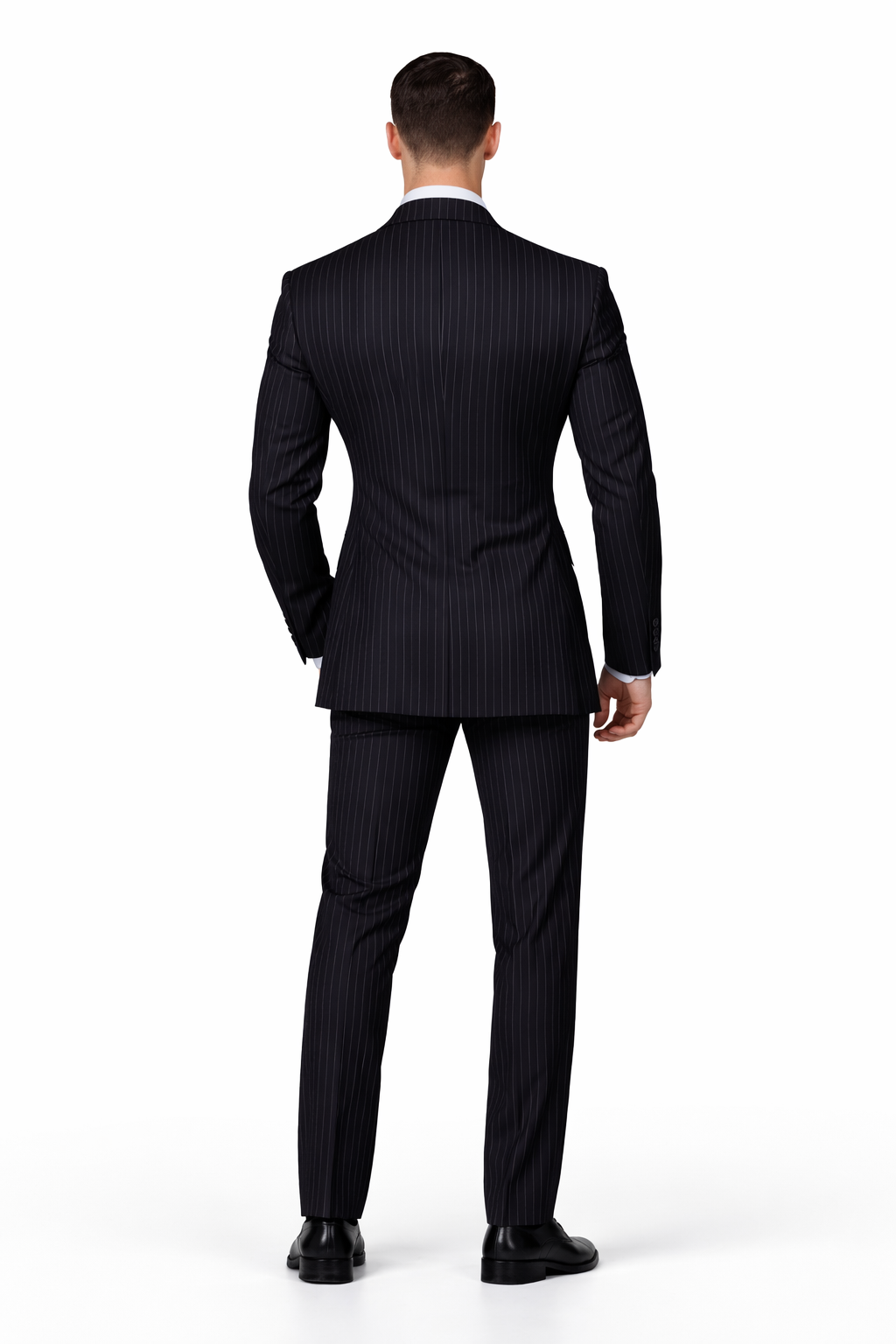 Men's 2-Piece Wool Suit - Bold Pinstripe | 100% Wool | Statement Outlet - 38 Short Jacket+32 Waist Adjustable 28to34)(Height: 5 4 to5 7 )(Neck  15-16.5)S-M)