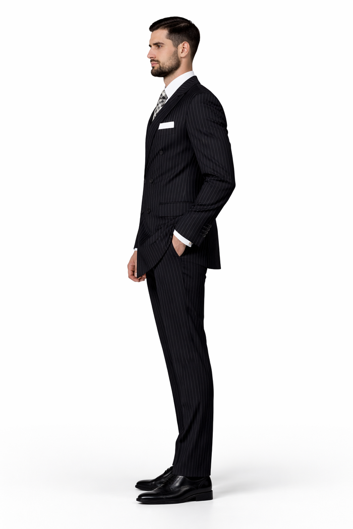 Men's 2-Piece Wool Suit - Bold Pinstripe | 100% Wool | Statement Outlet