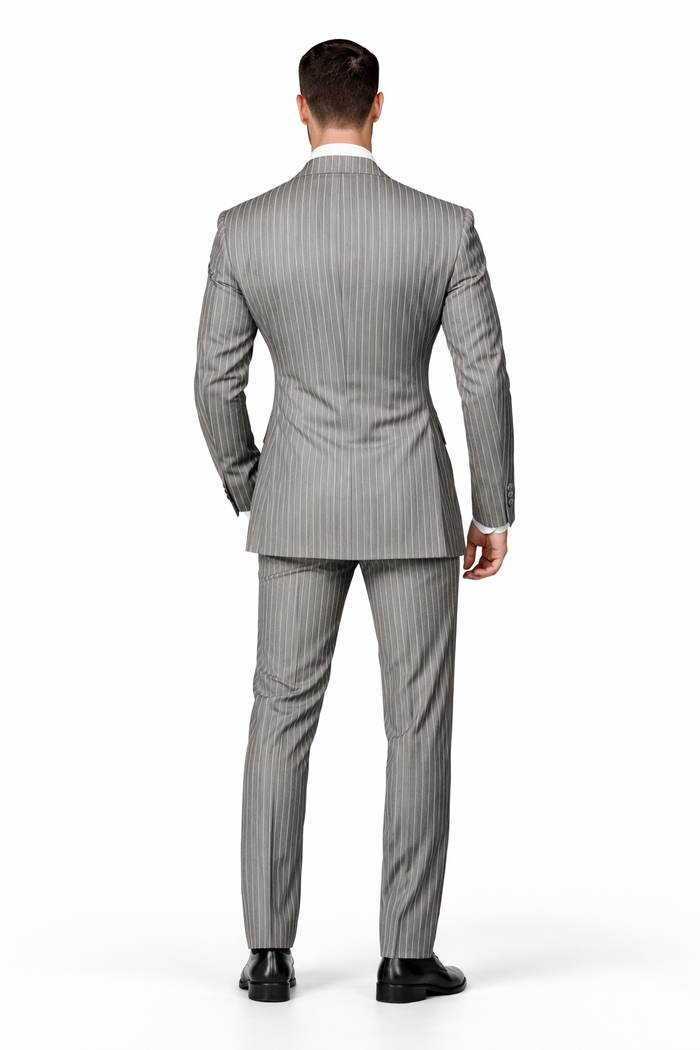 Men's 2-Piece Wool black Suit Bold Pinstripe 100% Wool Statement Fashion
