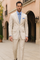 "Modern Fit Men's Seersucker Suit - 2PC Summer Tan Pinstripe"