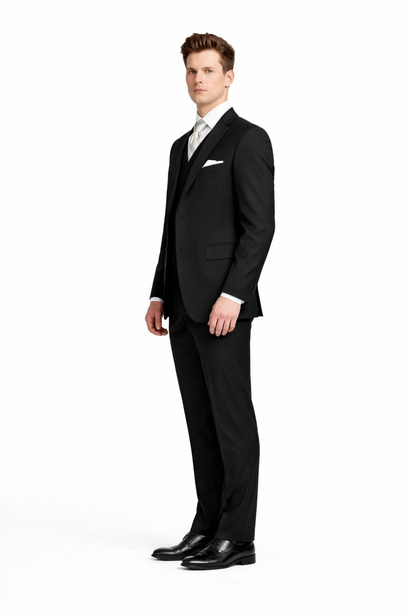 Men's 3 Piece Classic Suit Black - Three Piece Suit-New Designer Collection - 52 Long