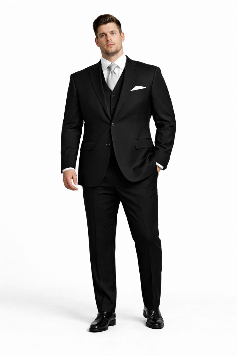 Men's 3 Piece Classic Suit Black - Three Piece Suit-New Designer Collection - 52 Long