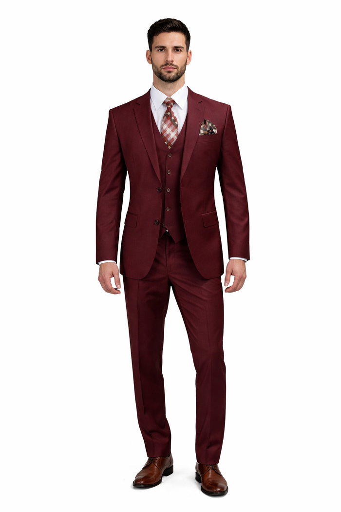 Men's 3 Piece Wool Suit Bold Colors 100% Wool Statement