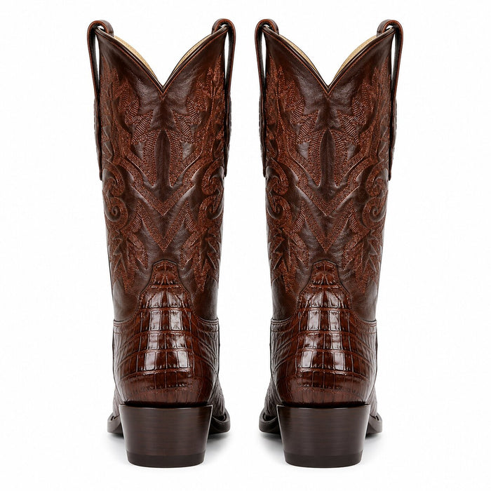 Los Altos Belly 7 Toe Brown Caiman Boots-New Designer Collection