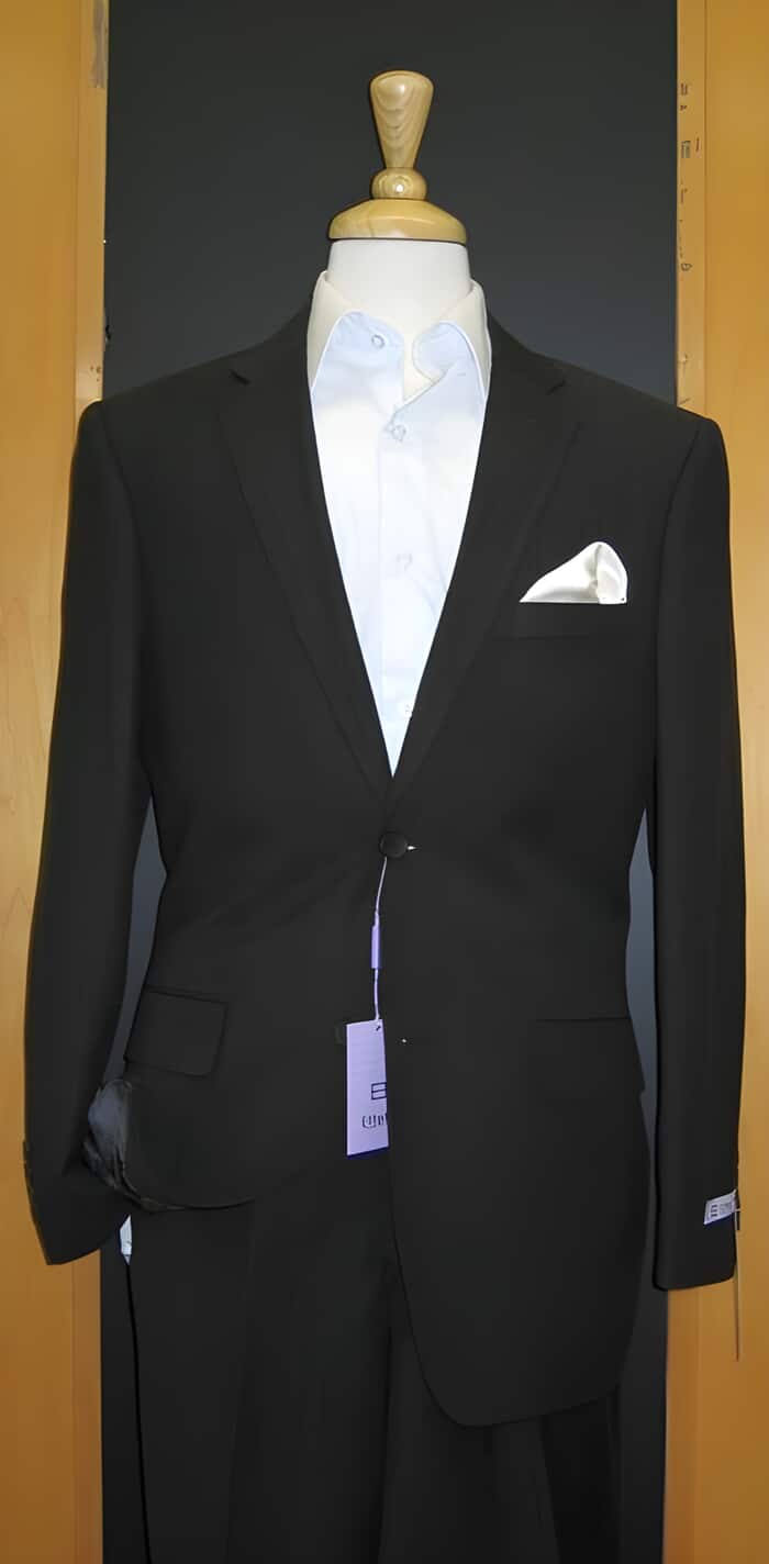 Mens Big and Tall Linen Suits - Black Tapered  Summer Fabric Suit